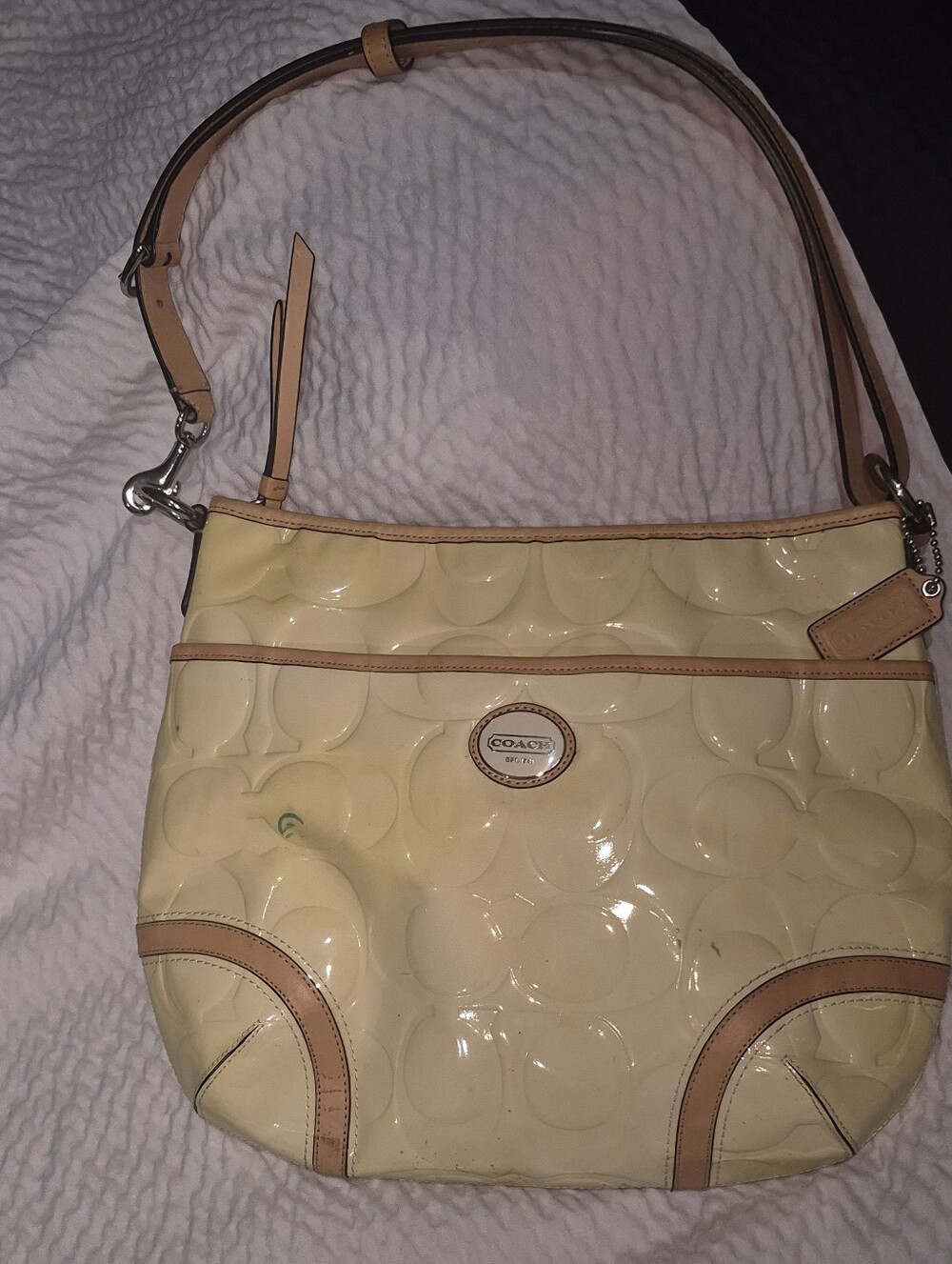 Coach Patent Leather Yellow Shoulder Bag